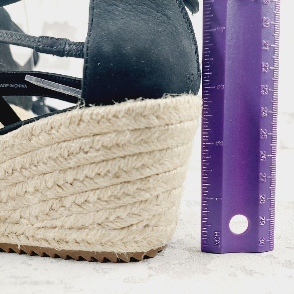 New Eileen Fisher Wanda Black Suede Espadrille A308 - Picture 9 of 12